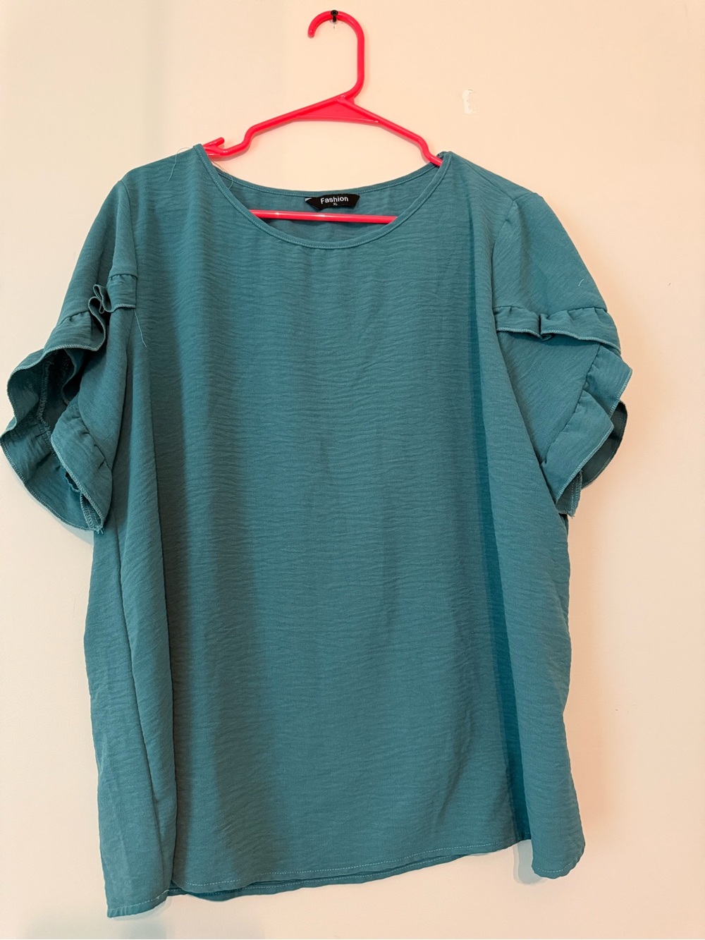 Teal Ruffle-Sleeve Blouse for Women
